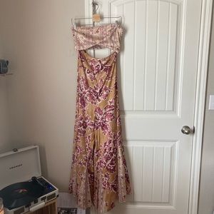 new free people jumpsuit boho wide leg silk material